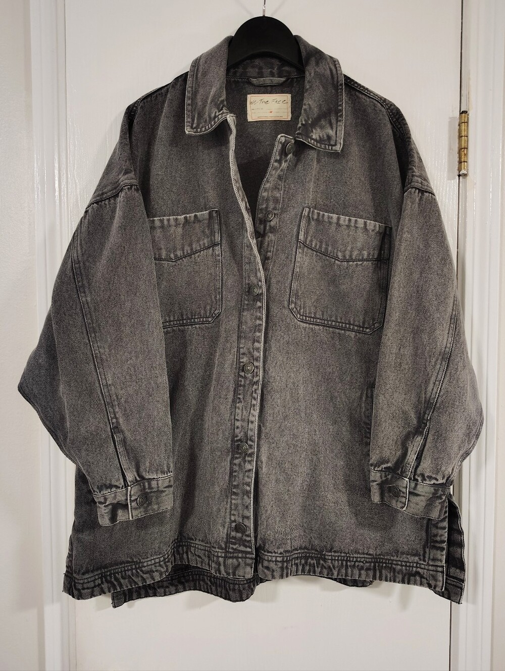 Free People We The Free Madison City Denim Jacket Women's Medium Washed Black - Picture 5 of 11